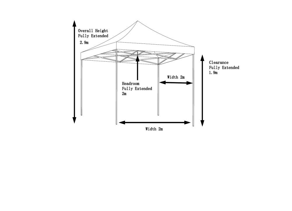 2x2m Pop Up Gazebo With Wheeled Bag, 4 Leg Weights, Rope and Pegs + 4 Side Walls ( STD )