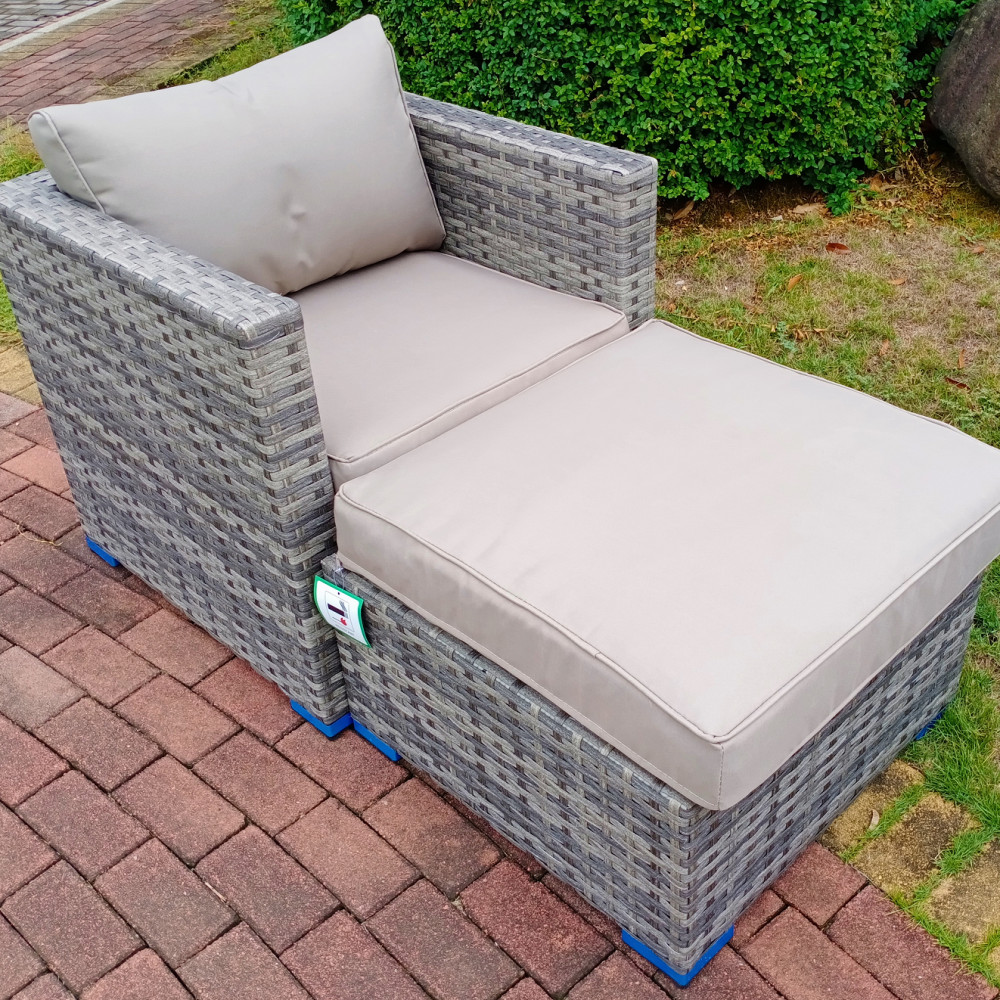 5 Piece Luxury Aluminium Framed Mixed Grey Rattan Sofa and table set