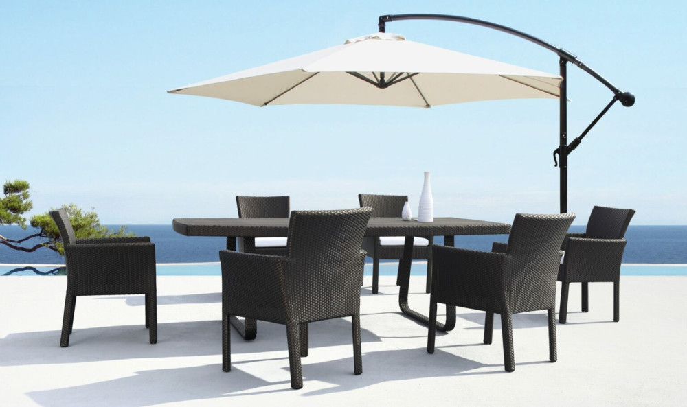 Ross James Luxury Garden Furniture Parasol with crank handle and base weights